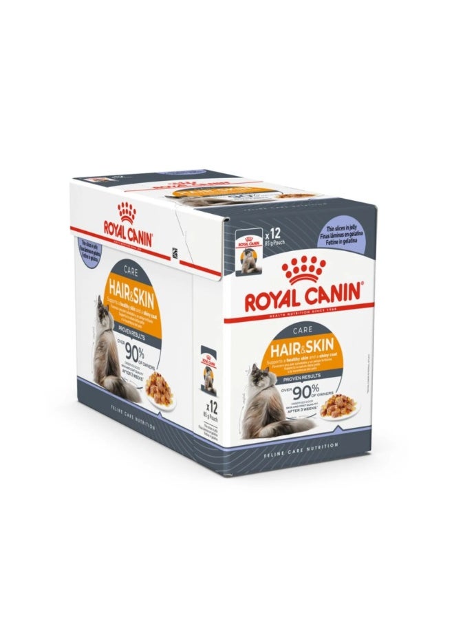 Royal Canin Feline Care Nutrition Hair & Skin Jelly Cat Wet Food - 12x85g - Image 2